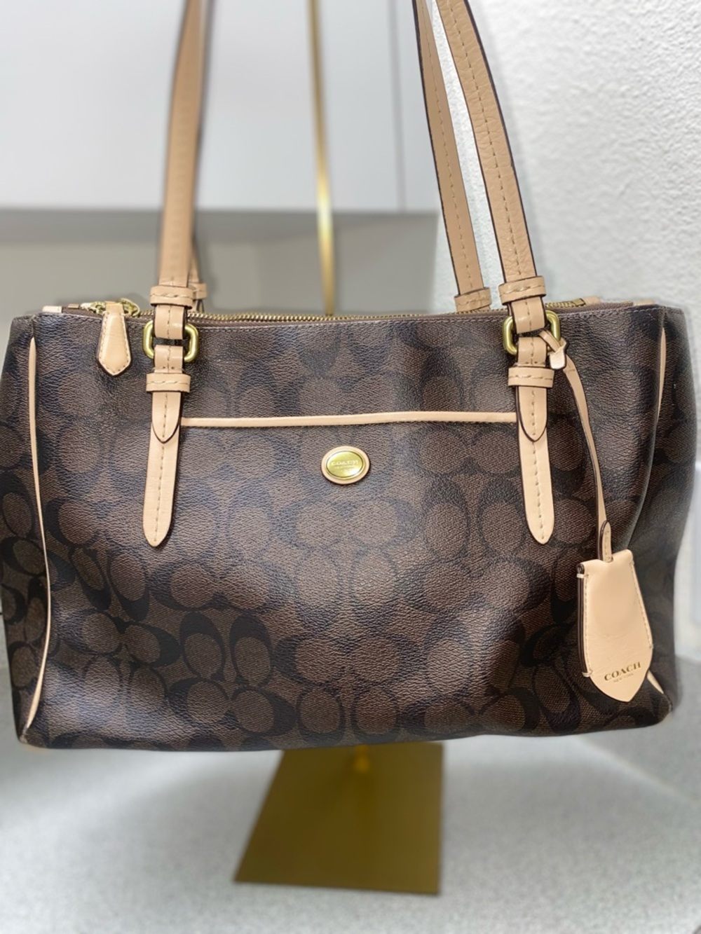 Coach Signature Peyton Brown Double Zip Carryall/Tote EUC - Picture 3 of 14
